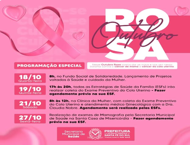  Prefeitura de Santa Fé promove ações para as mulheres em virtude à Campanha Outubro Rosa
