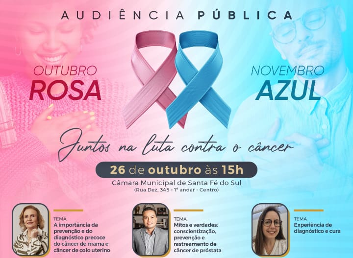  Audiência Pública em Santa Fé do Sul traz temas relevantes na luta contra o câncer; o encontro acontece nesta quinta (26) na Câmara Municipal