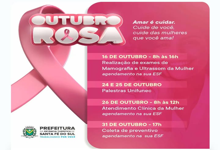  Santa Fé do Sul: Secretaria de Saúde adere à Campanha Outubro Rosa e intensifica os atendimentos para as mulheres